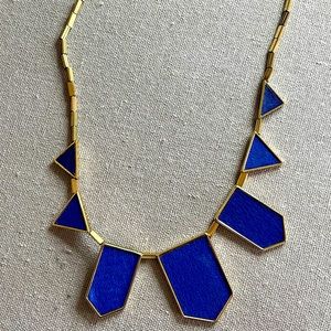 Banana Republic Gold & Blue Geometric Statement Necklace
